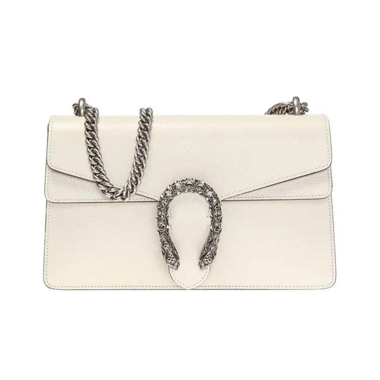 GUCCI Dionysus Leather Crossbody Bag, Shoulder Bag Small Women's White