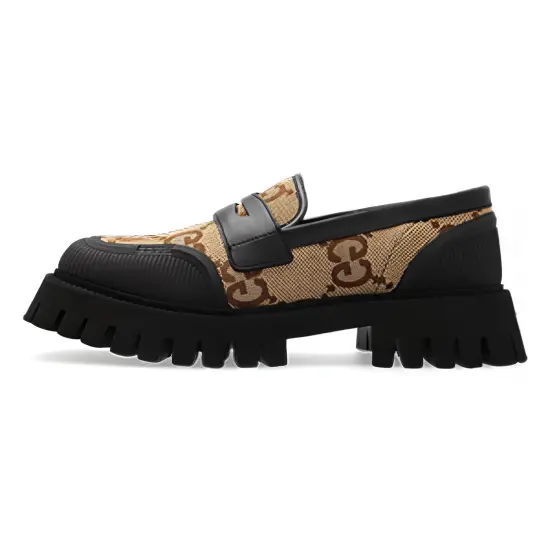 GUCCI GG Canvas Lug-sole Loafers