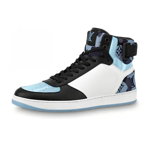 LOUIS VUITTON Rivoli Skateboard Shoes Men High-Top White Blue Black