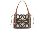 LOEWE Cow Leather Canvas Tote Bag, Shopping Bag, Handbag, Shoulder Bag Small Women's Black