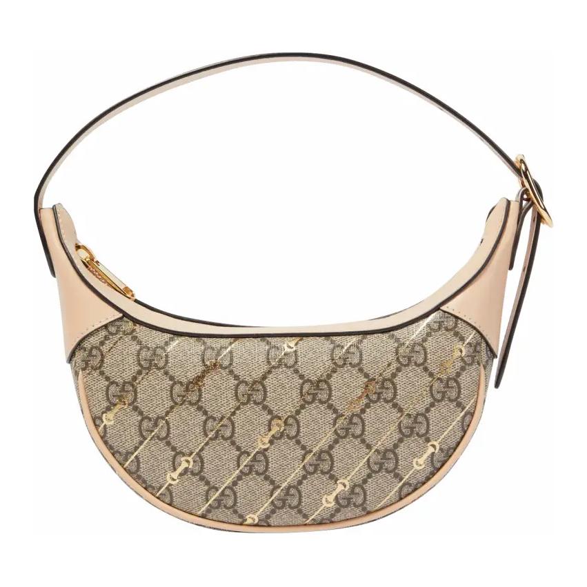 GUCCI Ophidia Canvas With Leather Finish Canvas Bag, Handbag, Shoulder Bag Women's Beige & Ebony