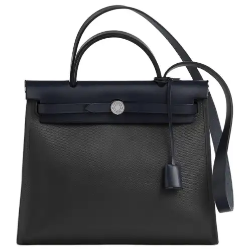 HERMES Herbag Zip H Berline Canvas And Hunter Cow Leather Shoulder Bag, Crossbody Bag, Handbag 31 Unisex