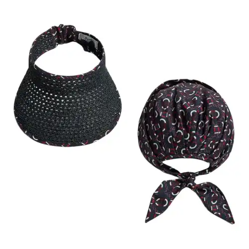 HERMES Raffia Hats & Caps Women's Black