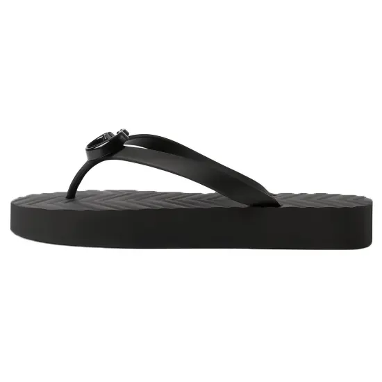 GUCCI Chevron Thong Sandal Black Rubber Women's