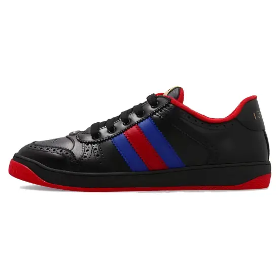GUCCI Leather Screener Sneaker Black Blue Red