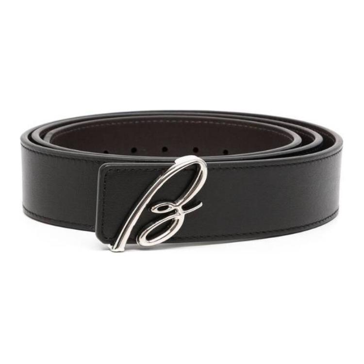 BRIONI Герб стандартный Небольшой дизайн кожаный пояс мужской стиль черный 3,5 см в ширину