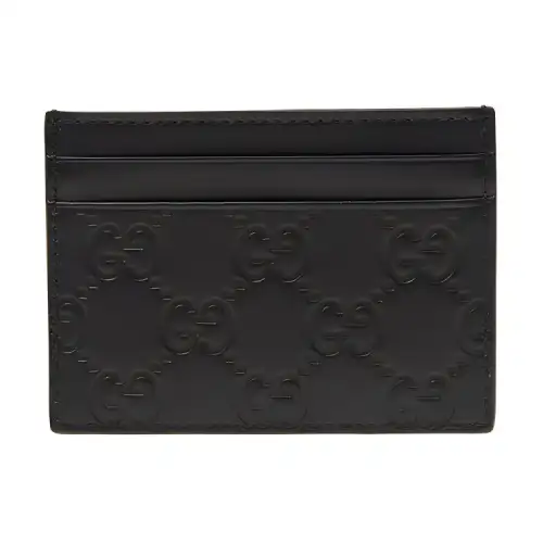 GUCCI Leather Card Holder Card Holder Women's Black