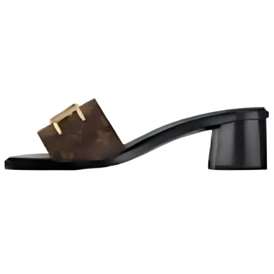 LOUIS VUITTON Lock It Slides 'Brown Monogram With Gold Plate' Women's