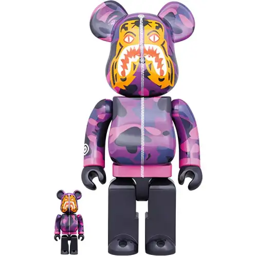 BE@RBRICK X BAPE(R) 400%100% CAMO TIGER camouflage tiger purple trendy doll 7cm/28cm