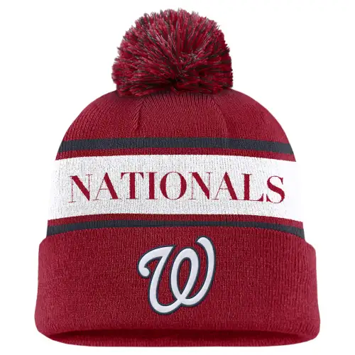 Nike Washington Nationals Team Stripe Peak Men's Nike Mlb Cuffed Pom Beanie