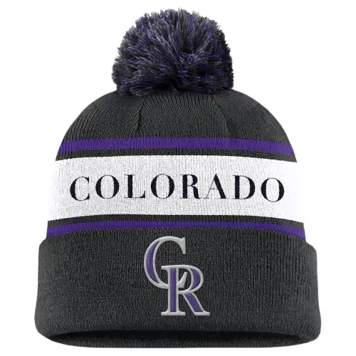 Nike Colorado Rockies Team Stripe Peak Men's Nike Mlb Cuffed Pom Beanie