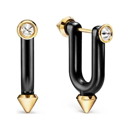 TIFFANY & CO. 18K Gold Earrings Unisex Black