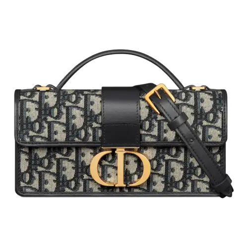 DIOR Miss Montaigne Oblique Printed Fabric Handbag Mini Women's Blue