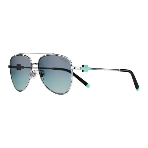 TIFFANY & CO. Metal Enamel Aviator Sunglasses Unisex Silver