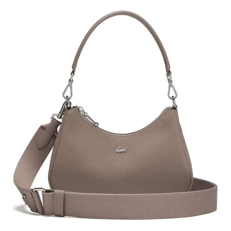 LACOSTE PVC Shoulder Bag, Crossbody Bag, Handbag Small Women's Khaki