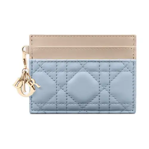 DIOR Lady Dior Lambskin Card Holder Card Holder Women's Light Blue & Pink Beige