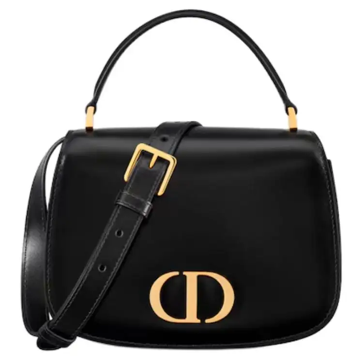 DIOR 30 Montaigne Cow Leather Shoulder Bag, Crossbody Bag, Handbag Medium Women's Black