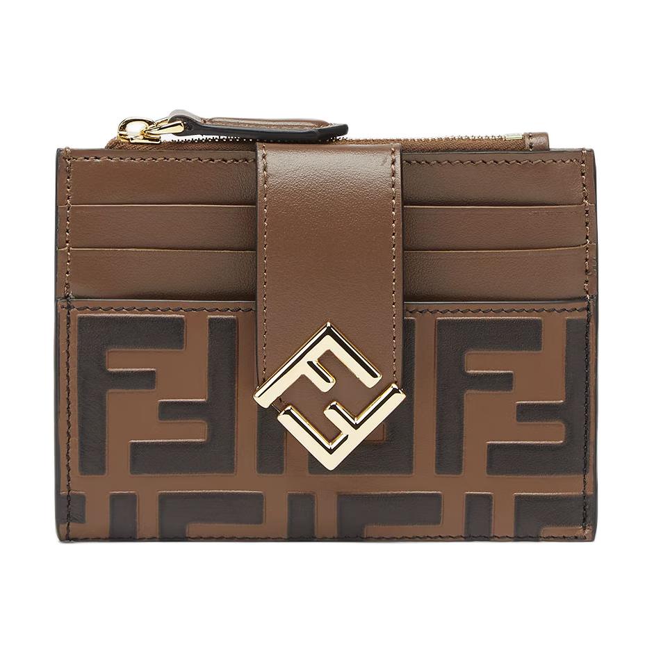 Женский кошелек Fendi FF Card Case (коричневый)
