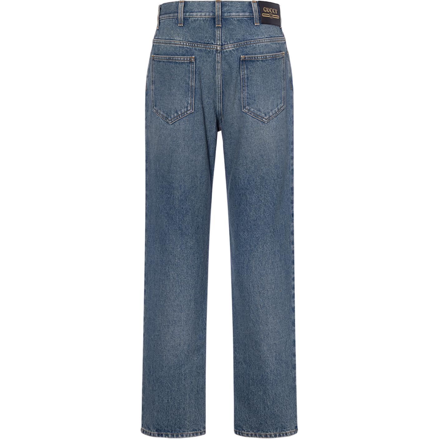 Мужские штаны Gucci Tapered Jeans (голубые) — фото 2