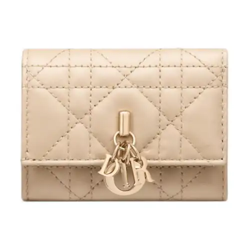 DIOR My Dior Lambskin Wallet Women's Pink Beige