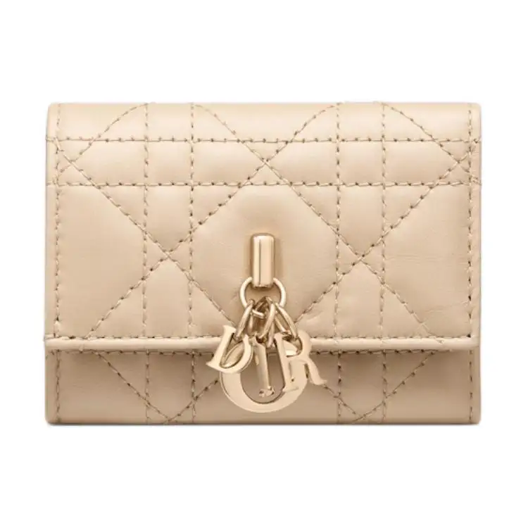 DIOR My Dior Lambskin Wallet Women's Pink Beige