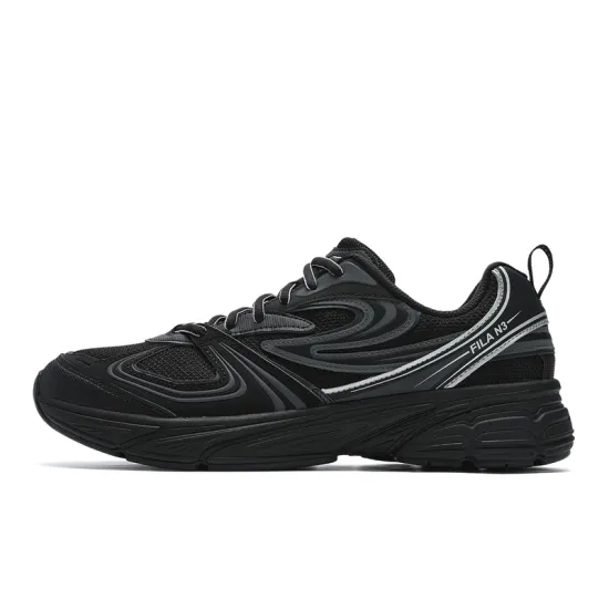 FILA Anti-Slip And Wear-Resistant Breathable Low-Top Casual Shoes Men's Black/Shadow Black Gray