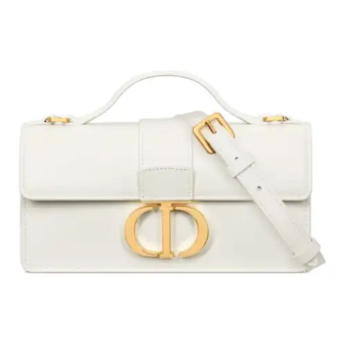 DIOR Miss Montaigne Soft Calfskin Shoulder Bag, Crossbody Bag Mini Women's White