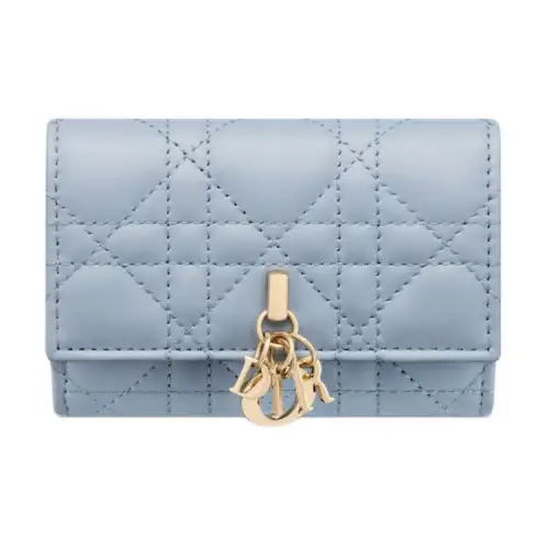 DIOR My Dior Lambskin Wallet Women's Light Blue & Pink Beige