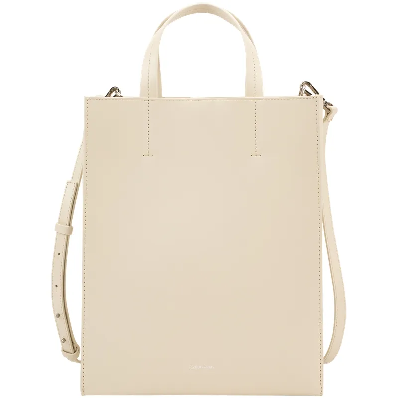 CALVIN KLEIN Cow Leather Shoulder Bag Handbags Medium Women's Cream White