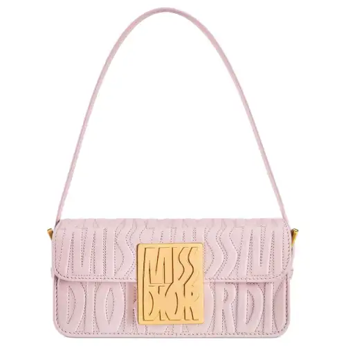 DIOR Miss Dior Cow Leather Handbag, Shoulder Bag Women's Light Pink