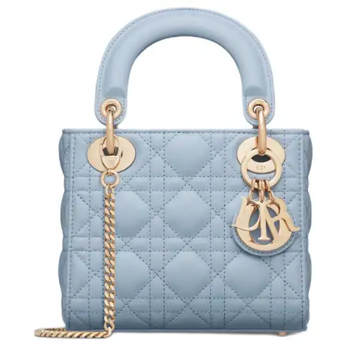 DIOR Lady Dior Lambskin Handbag, Shoulder Bag, Crossbody Bag, Handbag Mini Women's Blue