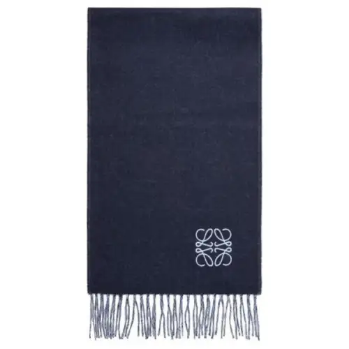 LOEWE Wool Knit Scarves Women's Marine Blue