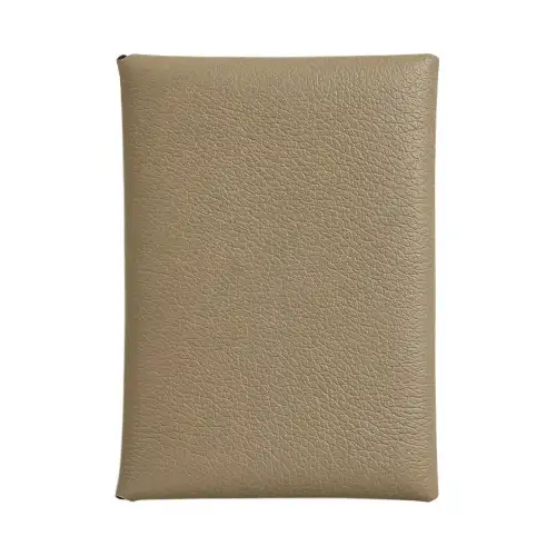HERMES CalviCalvi Duo Evercolor Leather Wallet, Card Holder Women's Marfa Beige