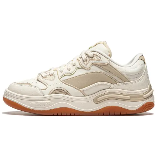 LINING Future Flow Skateboard Shoes Women's Low-Top Ecru/Light Creamy Brown