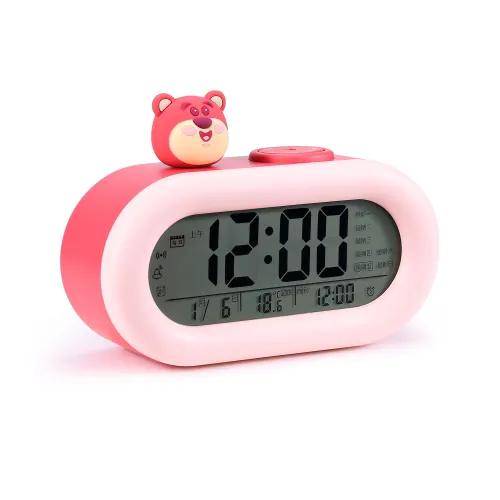 Disney Disney, cartoon cute teaching strawberry, powerful electronic classic fuchsia watch for bedroom for men and women, wide color palette
