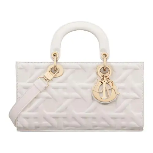 DIOR Lady D Joy Graphic Wicker Pattern Cow Leather Handbag, Shoulder Bag, Crossbody Bag, Handbag Medium Women's