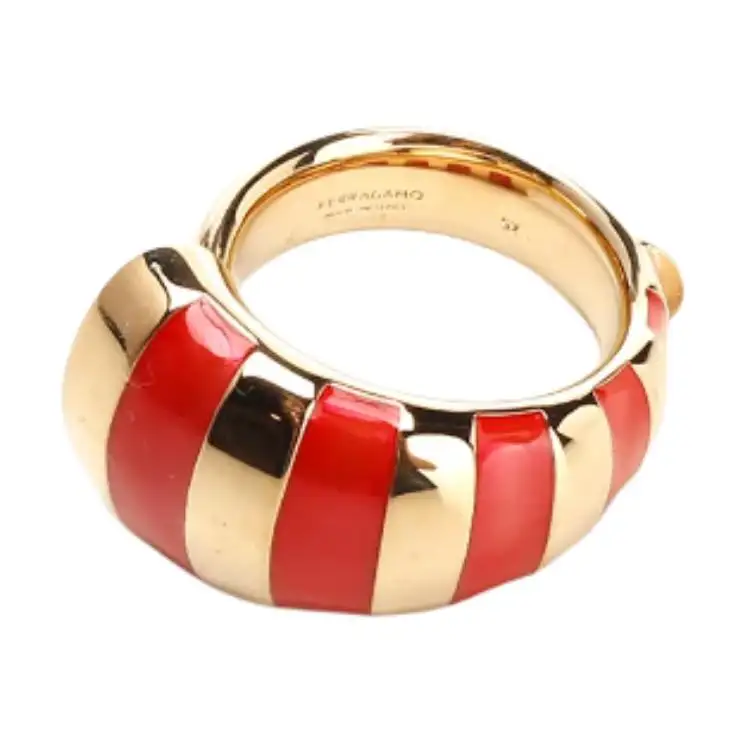 FERRAGAMO Ferragamo letter detail design brass resin ring women's gold