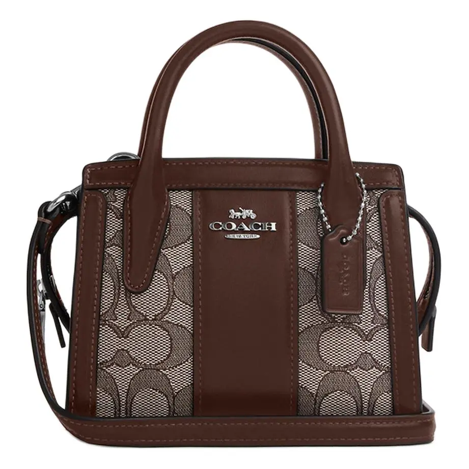 COACH Andrea Refined Calfskin Shoulder Bag, Crossbody Bag, Handbag Mini Women's Oak With Maple