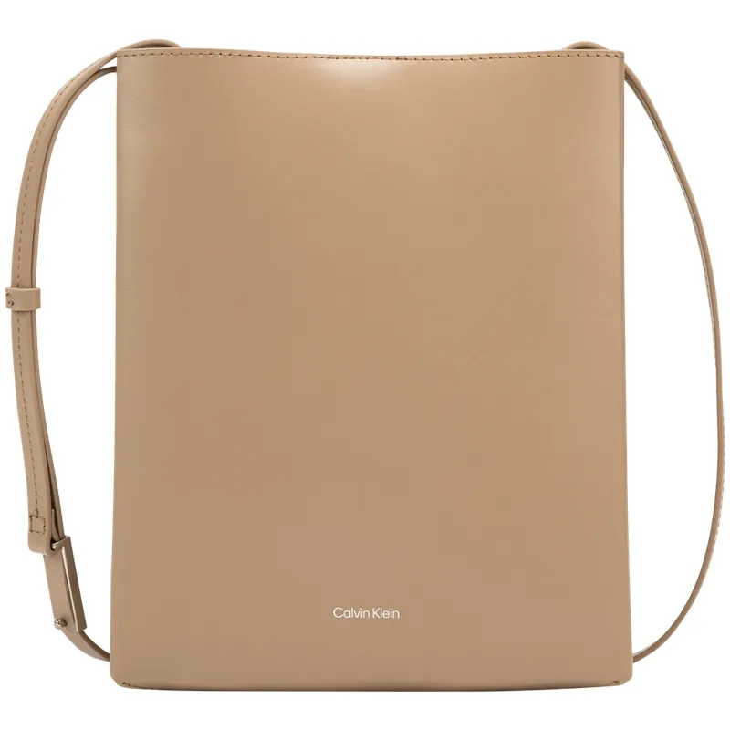 CALVIN KLEIN Cow Leather Crossbody Bags Medium Women's Almond Brown