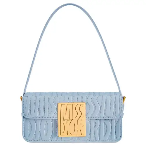 DIOR Miss Dior Cow Leather Handbag, Shoulder Bag Women's Light Blue