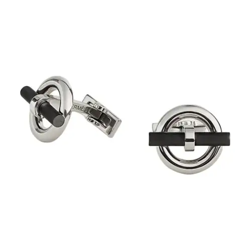 HERMES Flibustier Metal Cufflinks Men's Silver