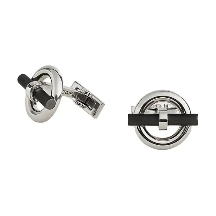 HERMES Flibustier Metal Cufflinks Men's Silver