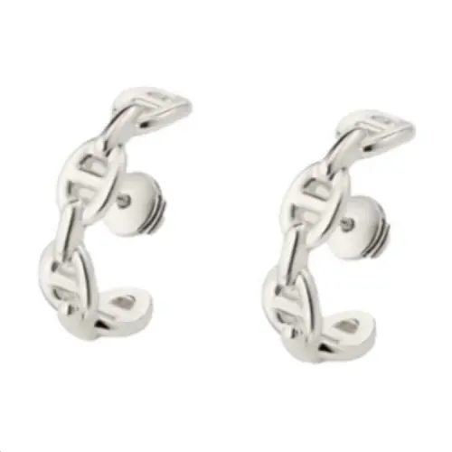 HERMES Silver Earrings Men's Silver