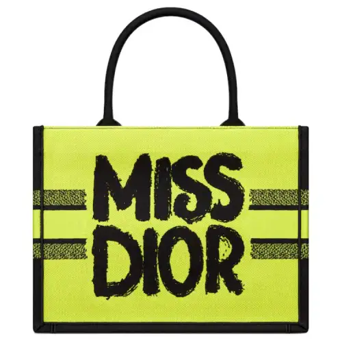 DIOR BookTote Embroidery Tote Bag, Shopping Bag, Handbag Medium Women's Green & Blue & Multicolor