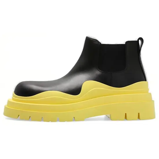 Bottega Veneta Chelsea Boots Men Black Yellow