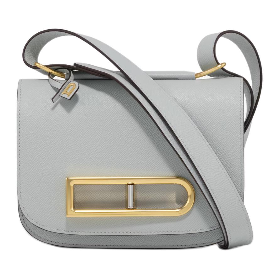 Delvaux Регулируемые плечевые ремни блестящий зерно альпина кожаный Крест -тело один плечо пакет женский облако серый