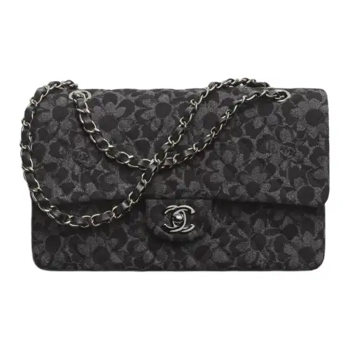 CHANEL Classic Flap CF Denim Crossbody Bag, Shoulder Bag Women's Black