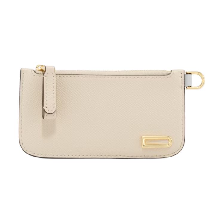 Delvaux Delvo Vagabond золотой металлический Аксессуары с замками Открытие и закрытие блестящего зерна альпина маленькая кожаный Карта пакет женский цвет "слоновой кости" Светло -голубой