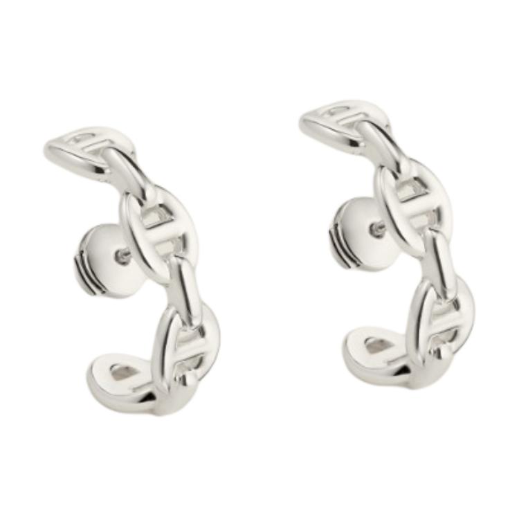 Женские серьги Hermes Chaine d'ancre Enchainee (серебряные)