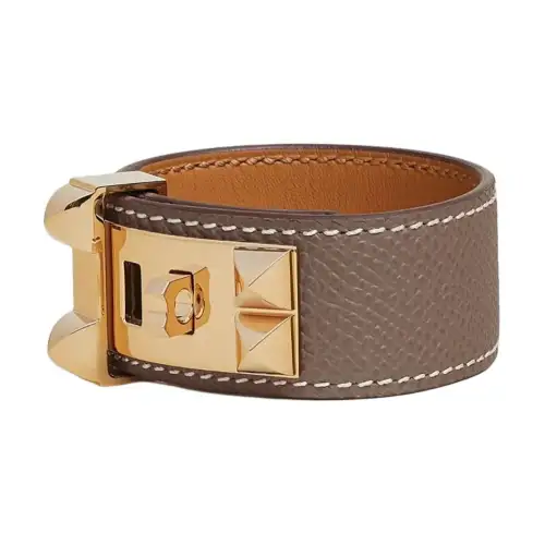 HERMES Collier De Chien Calfskin, Gold Plated Wristbands Women's Multicolor